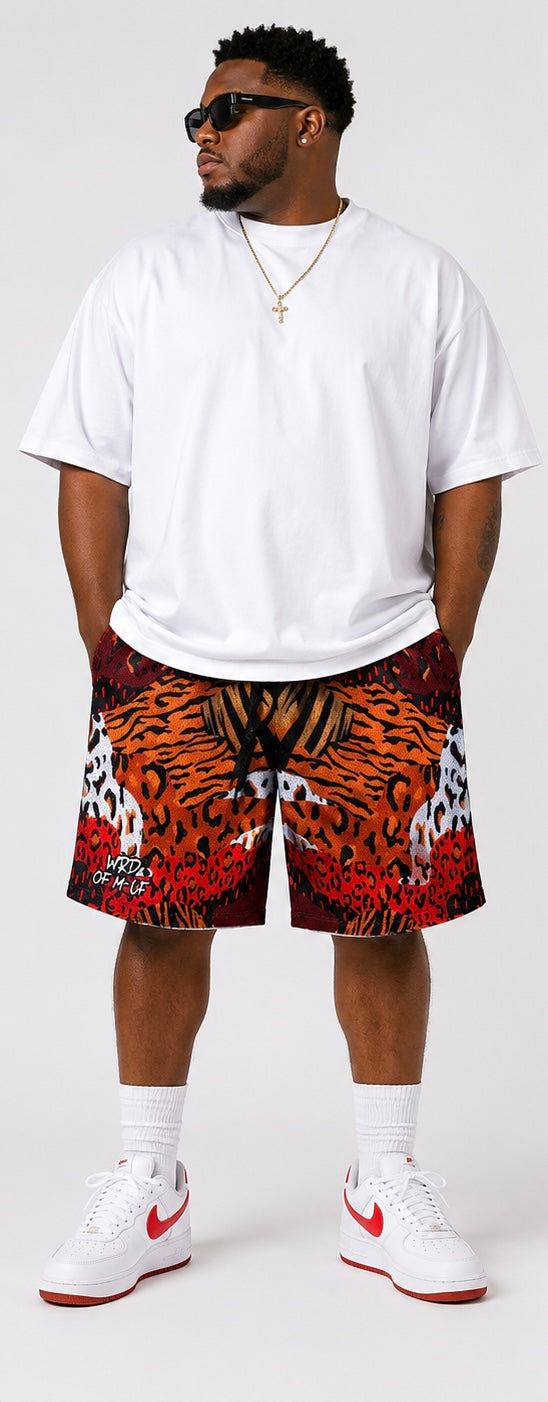 Mesh concrete jungle shorts